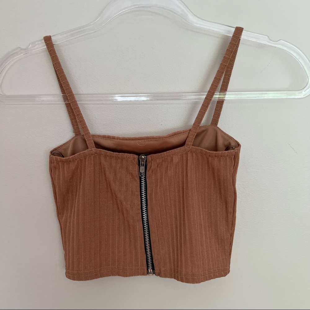 Dark peach ribbed crop top